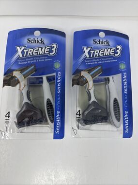 LOT OF 2 Schick Xtreme 3 Refresh Disposable Razor 4 pack Sensitive 8 total razor